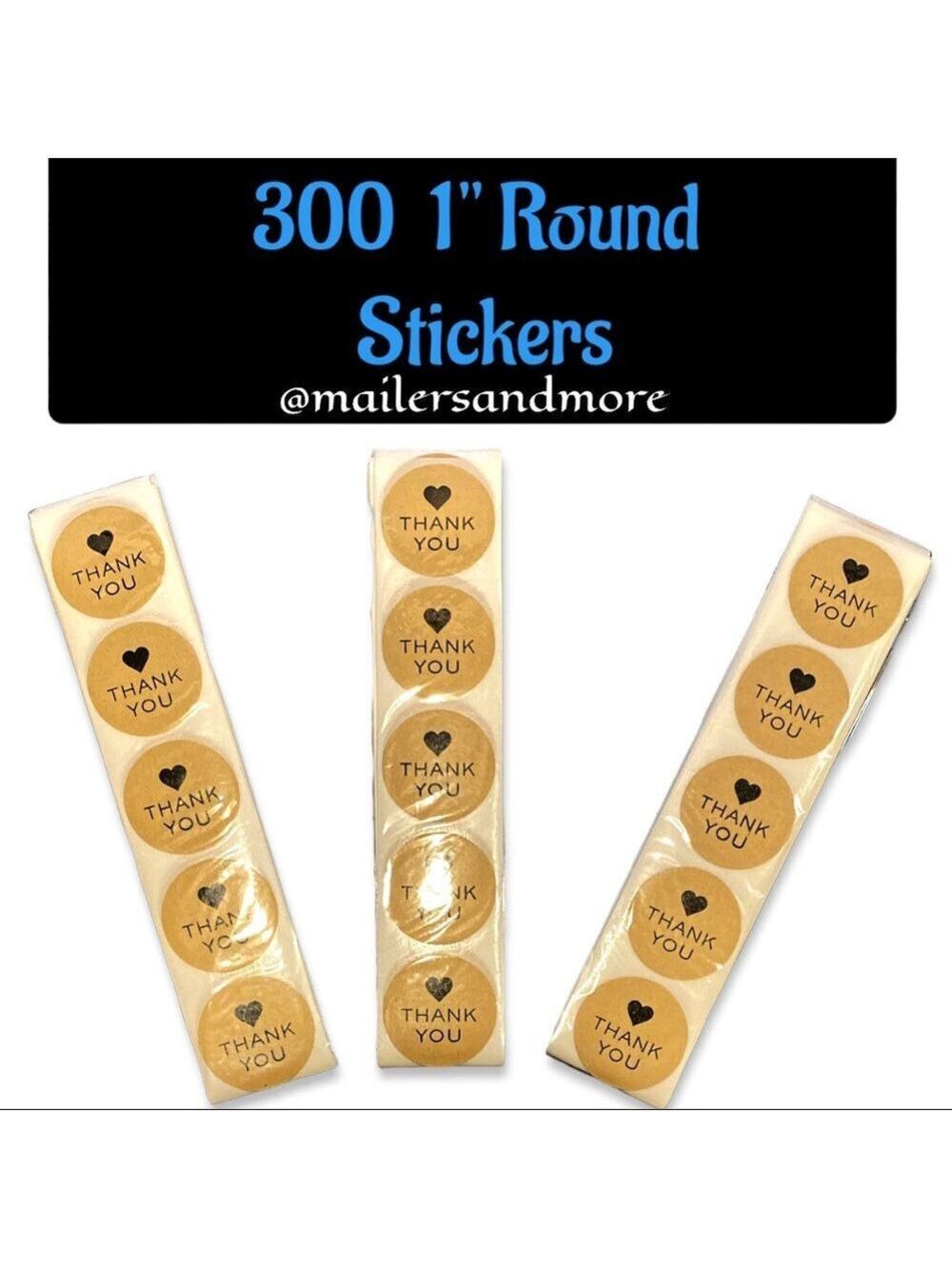 300 Pack of 1" Round Kraft  Thank You Stickers "THANK YOU" PRICE IS FIRM